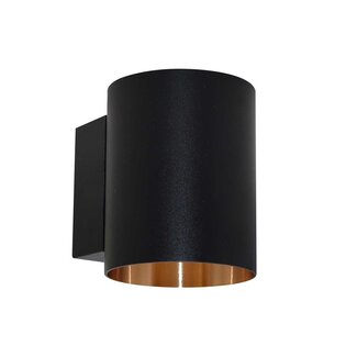 Moderne wandlamp zwart met gouden binnenkant - Jen