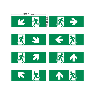 Pictogrammen set voor opbouw noodverlichtingarmaturen