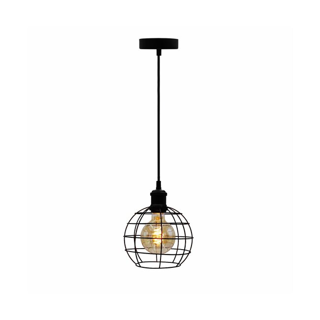 Hanglamp Hugo incl. 5W spiraal lamp, amber glas, 1800K, Ø95