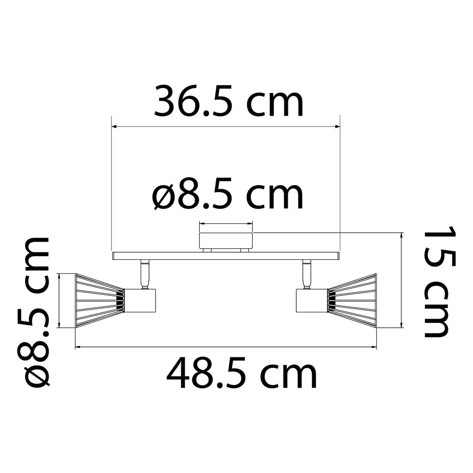 Industriële koperen plafondspot, 2-lichts - Lincoln