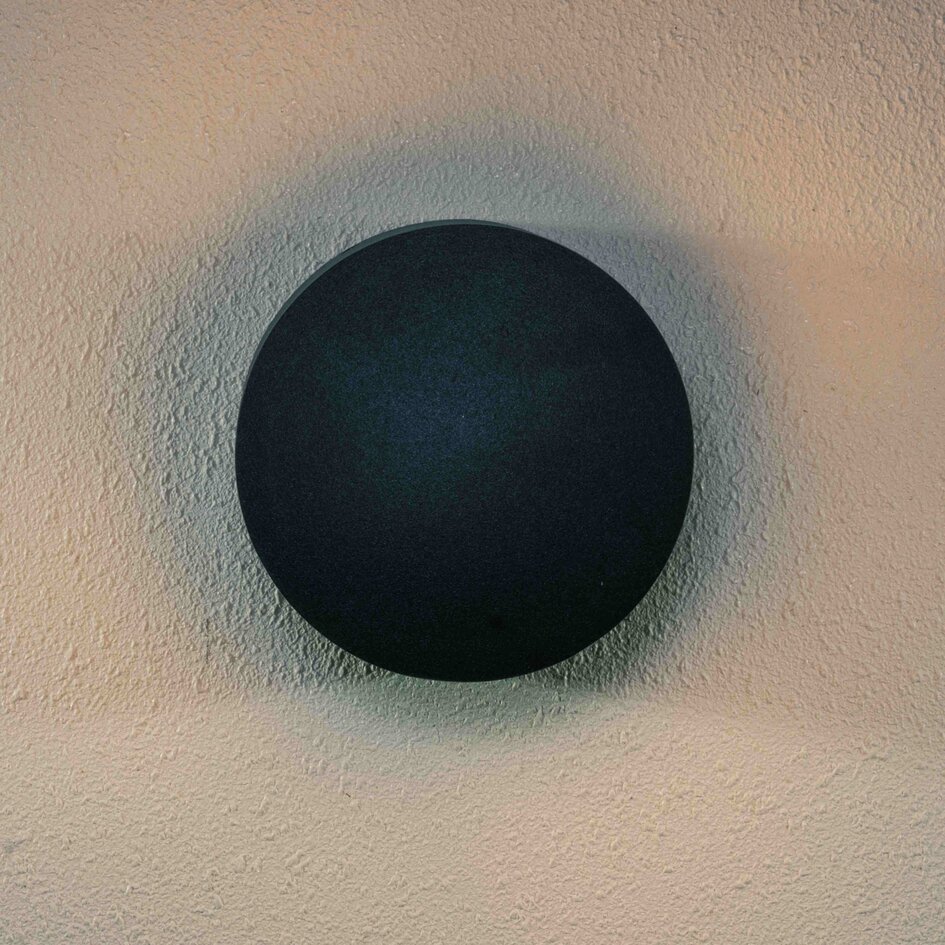 Ronde muurlamp buiten Charlie - zwart