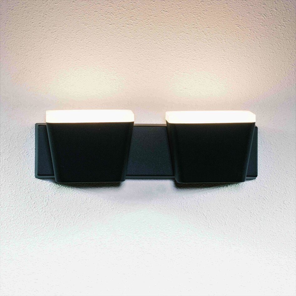 Industriële wandlamp Freddy 2-lichts - zwart