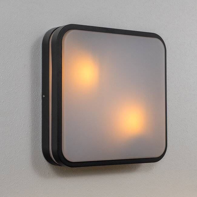 Vierkante design buitenwandlamp zwart 28,5 cm - Seb