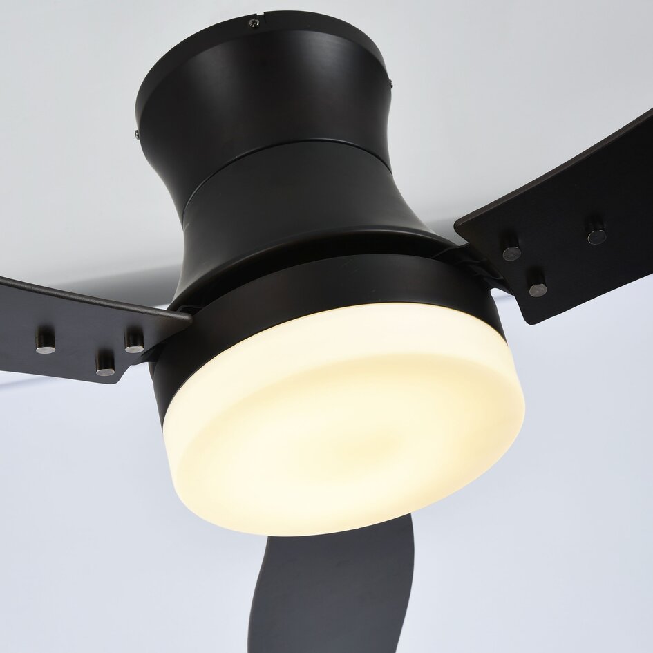 Industriële plafondventilator Lorre zwart met afstandsbediening incl. LED