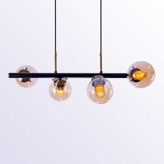 Moderne hanglamp 4-lichts met amber glas - Saba