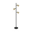 Moderne staande lamp Fayette 3-lichts in zandgoud met amber glas