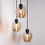 3-lichts design hanglamp Stockton - mat zwart en amber glas