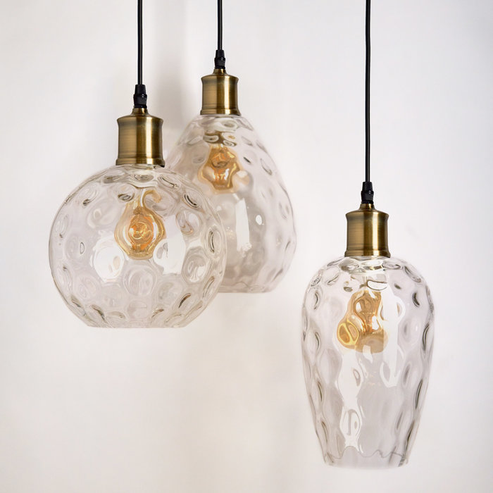 kunstmest verf honing Design hanglamp in helder glas, 3-lichts - Verona - LumenXL.nl