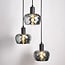 3-lichts hanglamp Reno - mat zwart en smoke glas