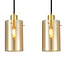 5-lichts hanglamp Seattle - mat zwart, zand goud en amber
