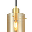 Moderne mat zwarte en zand gouden hanglamp met amberkleurig glas 5-lichts  - Seattle