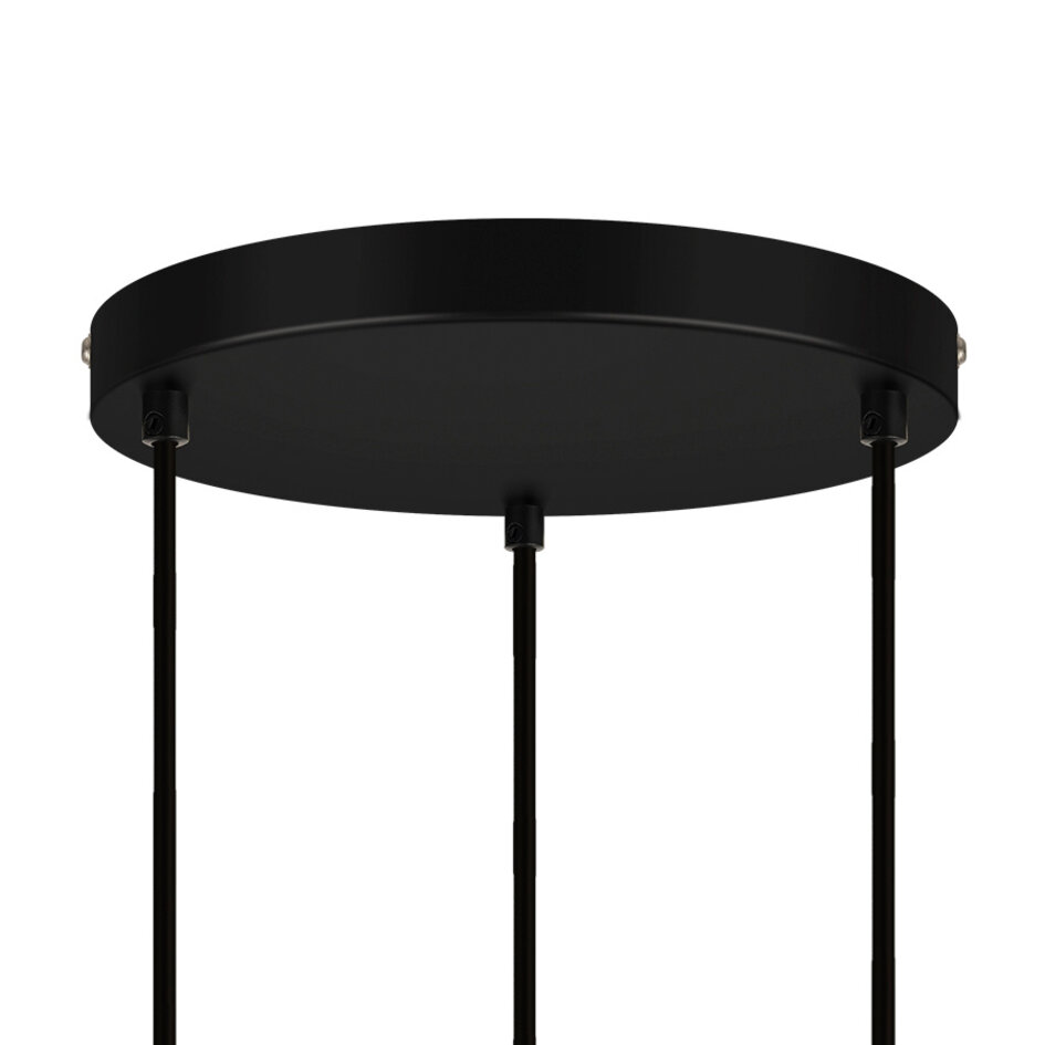 Moderne mat zwarte hanglamp met smoke grijs glas 3-lichts  - Akron