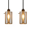 5-lichts hanglamp Texas - mat zwart en smoke glas