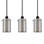 5-lichts hanglamp Texas - mat zwart en smoke glas