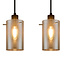4-lichts hanglamp Worth - mat zwart en smoke glas