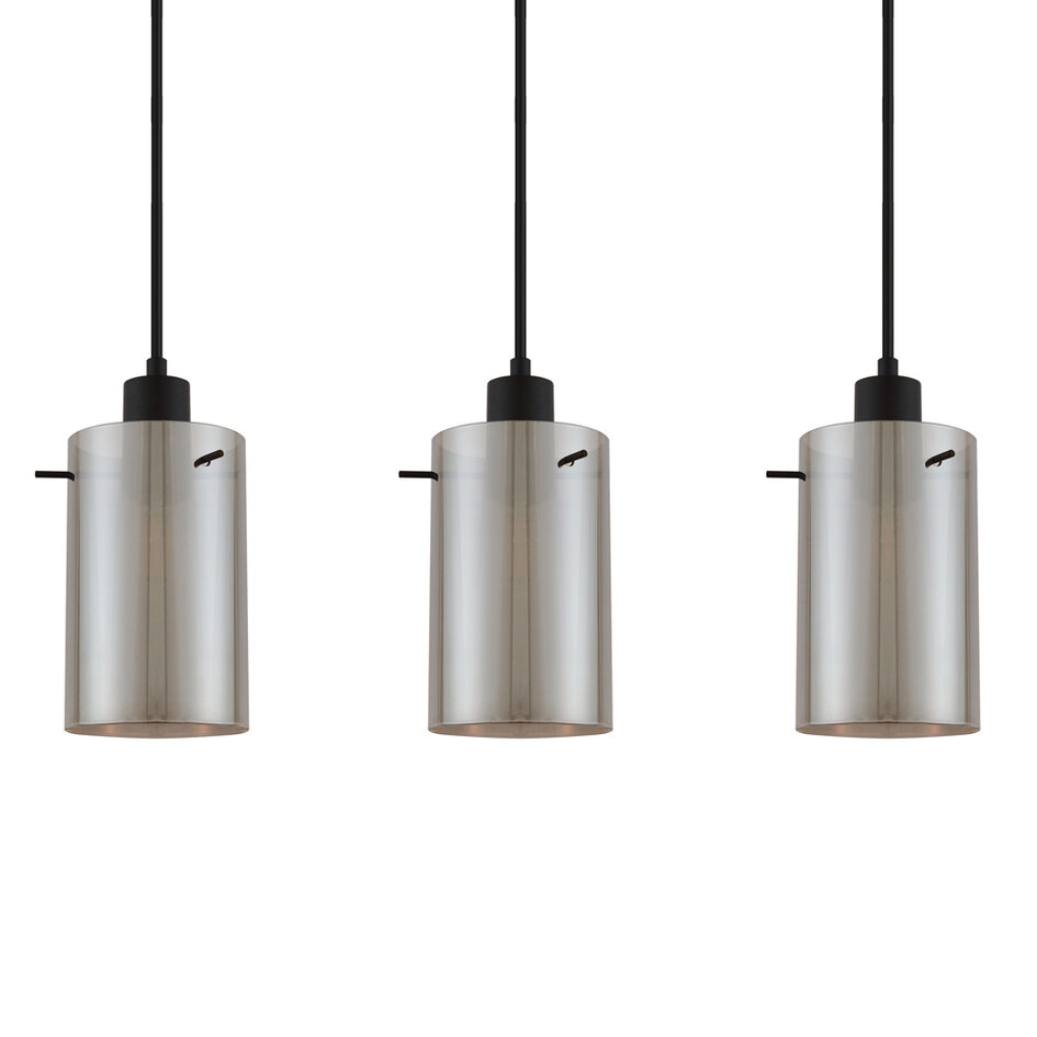 4-lichts hanglamp Worth - mat zwart en smoke glas