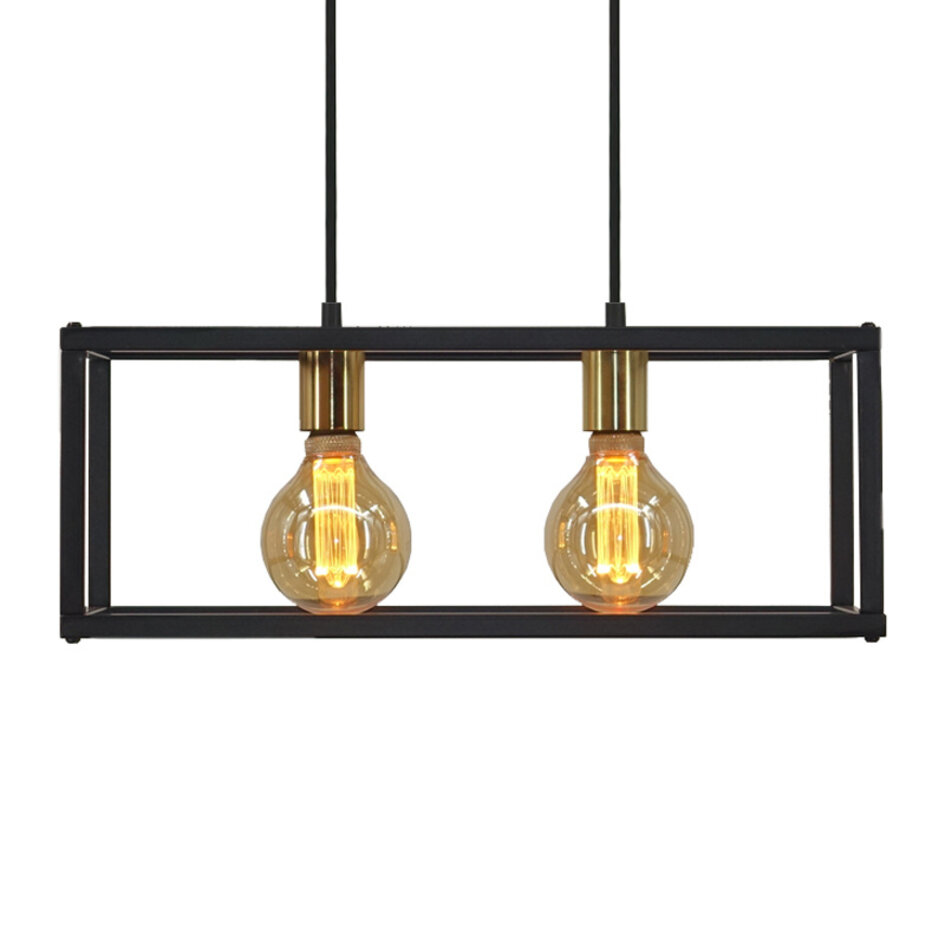 2-lichts moderne hanglamp Teun - zwart