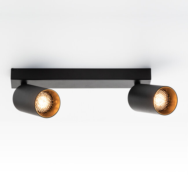 Moderne plafondlamp zwart met goud - Nia