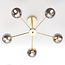 5-lichts industriële plafondlamp Leah - goud en smoke glas