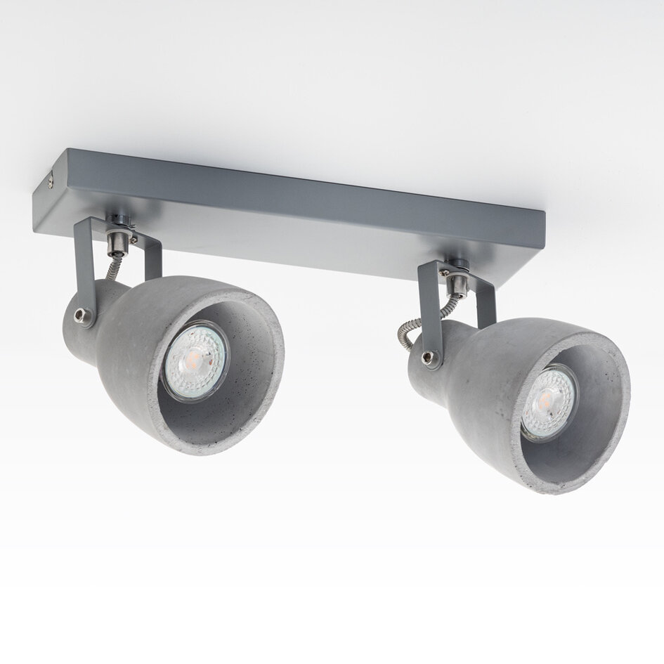 Plafondlamp beton grijs met 2 spots - Arthur