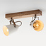 2-lichts houten plafondlamp Flint - naturel en wit