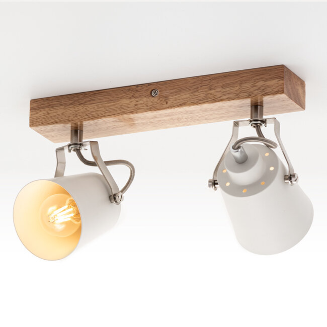 Houten plafondlamp met 2 spots - Flint