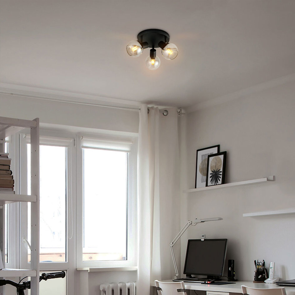 Plafondlamp met smoke glas en spiegeleffect, 3-lichts - Orlando