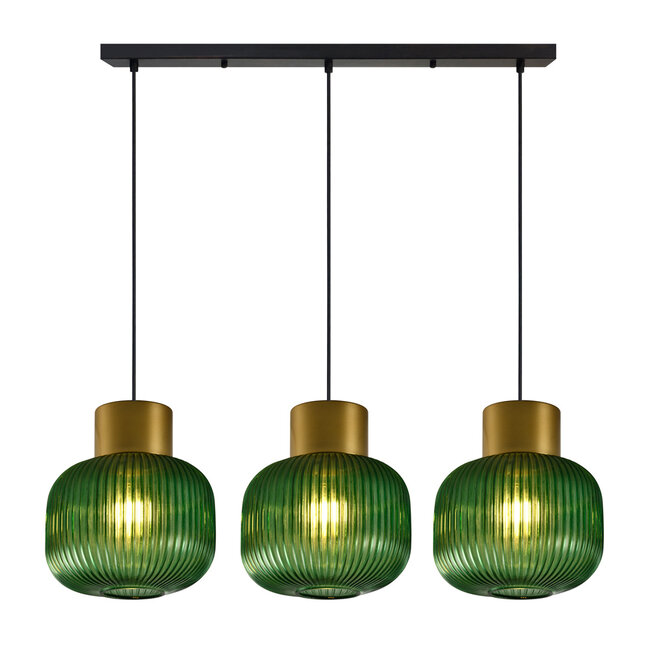 Hanglamp 3-lichts met groen glas - Inya