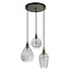 Zwarte hanglamp van smoke glas met bolling 3-lichts  - Verona