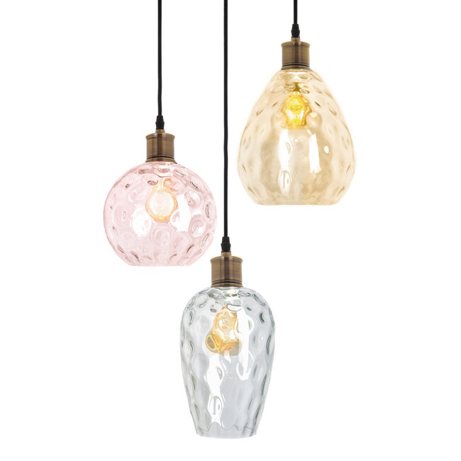 Hanglamp met verschillende kleuren glas en bolling detail - Verona