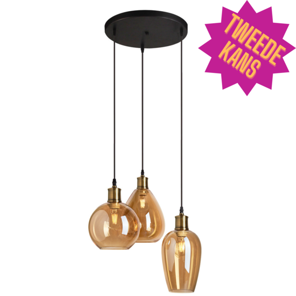 2e kans: Hanglamp Verona met amber egaal glas