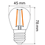 E27 LED lamp, transparant glas, Ø45mm, 4.5W, 2700K, 3-staps dimbaar