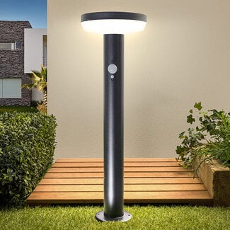 Moderne solar staande buitenlamp zwart met sensor - Glare