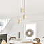 Moderne mat zwarte met zand gouden hanglamp met amberkleurig  glas 3-lichts - Arlington