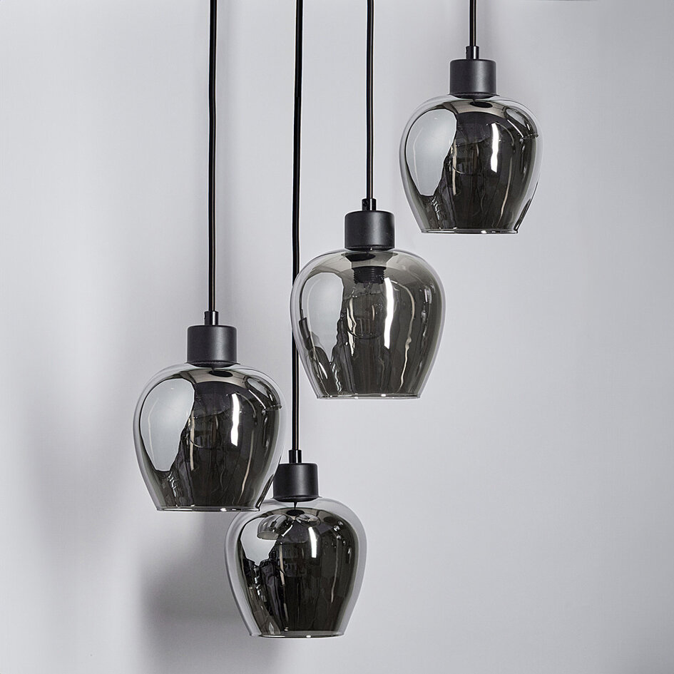 Hanglamp Raleigh 4-lichts met smoke glas