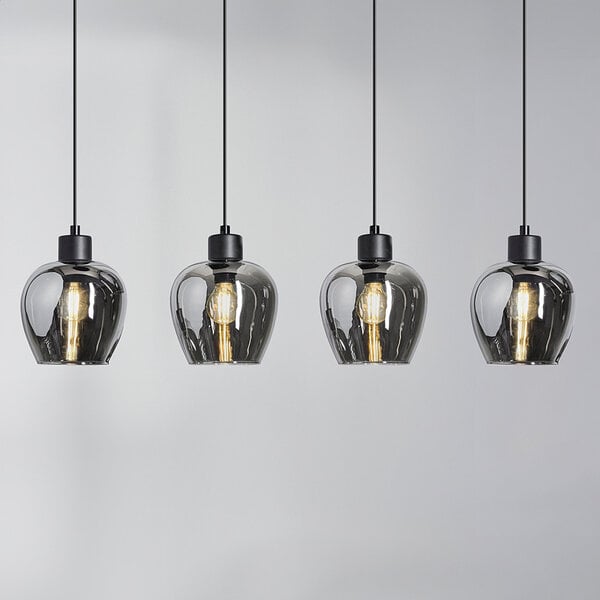 4-lichts hanglamp Sanford -smoke glas
