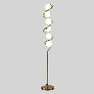 Spiraalvormige staande lamp Lexy, 6-lichts - Melkwit glas