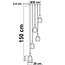 5-lichts design hanglamp Baton - mat zwart, zand goud en amber