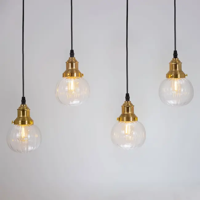 Art Deco hanglamp met transparant glas 4-lichts – Bologna