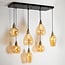 Hanglamp 7-lichts met amber glas - Vivienne