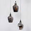 Industriële chrome hanglamp met smoke grijs glas, 3-lichts - Veronica