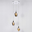 3-lichts industriële hanglamp Veronica - chroom en smoke glas