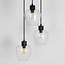 3-lichts hanglamp Stockton - mat zwart met transparante glazen bollen