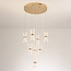 8-lichts hanglamp Aegea - witte hangers met gouden details en geïntegreerde LED