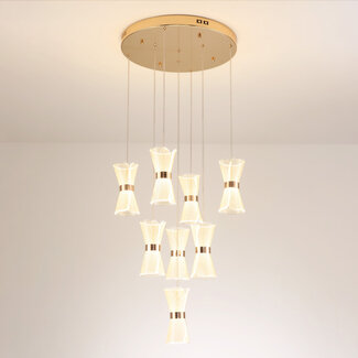 Dimbare hanglamp met gouden details, 8-lichts - Aegea