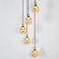 5-lichts design hanglamp Baton - mat zwart, zand goud en amber