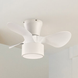 Compacte witte plafondventilator incl. LED en afstandsbediening - Vejas