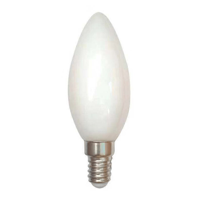 E14 filament kaars lamp, melkwitte kap, 2100K, 1,6W Ø35