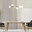 Design plafondlamp goud met melkwit glas, 6-licht - Aster