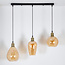 Hanglamp amber glas met bolling detail - Vanessa